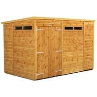 POWER Sheds wooden shed. 10x6 pent wooden garden shed. Double door security shed 10 x 6.