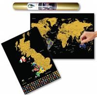 Global Walkabout Scratch Off World and UK Map with Flags background - Deluxe Travel Size World, Europe and UK Map Poster - Countries and Facts - Travel Gift (Black)