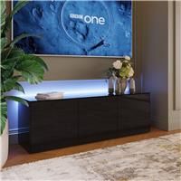 Frank Olsen Smart LED 3 Door Large TV Unit - Black
