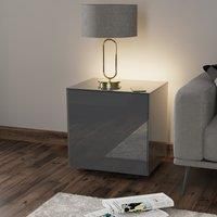 Frank Olsen INTELLAMP-LED-GREY Gloss Grey Lamp Table with LED Lighting and Alexa Compatibility