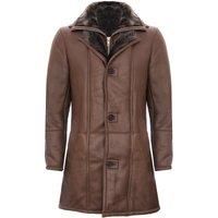 Infinity Leather Men's Warm Shearling Sheepskin Leather Coat-Florence in Brown | Size: XL