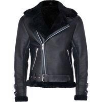 Men/'s Black Retro RAF B3 Pilot Real Sheepskin Shearling Biker Leather Jacket L