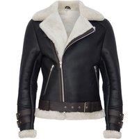 Men/'s Brown Retro RAF B3 Pilot Real Sheepskin Shearling Biker Leather Jacket XL