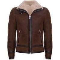 Infinity Leather Men's Retro Pilot Sheepskin Leather Biker Jacket-Bogota in Tan | Size: 2XL