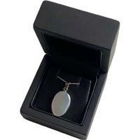 White Opal Oval Cut Pendant Necklace - White Gold
