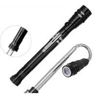 1Piece PickUp Tool Magentic Head Telescopic 360 Degree Flexible LED Flashlight Torch Lamp 3 Led