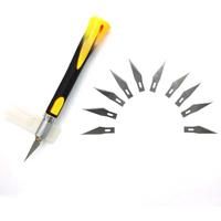 Non-slip Metal Scalpel + 11 pcs SK5 Blades Wood Carving Knives Fruit Food Craft Sculpture Engraving Knife Hand Tools WL-9302S