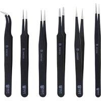 202 Stainless Steel Tweezer Curved Straight Point Angled Chip Tweezers for Mobile Phone/Laptop/Computer Repair