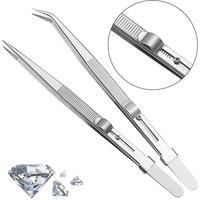 Precision Adjustable Slide Lock Tweezers 6.38" Anti Static Forceps for Jewelry Electronic Components