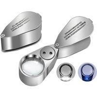 40X LED Folding Magnifying Glass Portable LED/UV Light Illuminated Jewelry Loupe Magnifier Currency