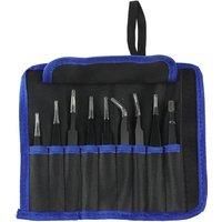 9Pcs Anti-static ESD Stainless Steel Tweezers Maintenance Tools Industrial Precision Curved Straight