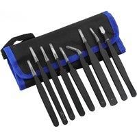 9Piece Precision Tweezers Set Stainless Steel ESD Anti-Static Tweezers Kit for Electronics Soldering