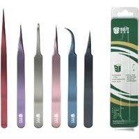 Stainless Steel Color-Plated Tweezers Straight and Curved Tweezers for Mobile Phone Tablet PC