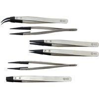 1Piece Anti-static Replaceable Fiber Tip Stainless Steel ESD Tweezers for Electronics/