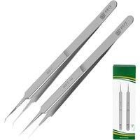 2 in 1 Flying Lead Tweezers Ultra-fine Straight Curved Tips Tweezers Clamp 0.01mm Fly Line