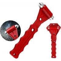 Auto Emergency Escape Hammer with Window Breaker and Seat Belt Cutter, Striking Red Emergency Escape