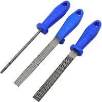 3Piece Coarse Toothed Metal File Wood Rasp Woodworking Steel Rasp Round Flat HalfRound File