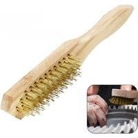 1Piece Wooden Handle Copper Plated Stationery Cleaning Wire Brush Multi Purpose Cleaning Tool Metal