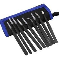 9 in 1 Stainless Steel Tweezers Kit Anti Static Precision Hand Tools Set for Electronics Mobile