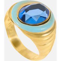 Wilhelmina Garcia Dreamy Gold-Plated, Crystal and Enamel Ring - EU 52