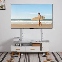 Fativo Black Universal Floor TV Stand Mount Height Adjustable TV Bracket For 32-100 Inch Led Oled Lcd Plasma Flat Curved Screens  - white