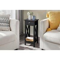 Hygrad Bamboo Tall Side Bedroom Living Room Table Nightstand with drawer and lower shelf