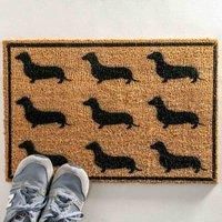 Artsy Doormats Dachshund Door Mat Natural Coir Entrance Rug Shoes - Non-Slip Backing - 60cm x 40cm