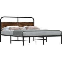 Berkfield Home Bed Frame Without Mattress 140x190 cm Smoked Oak Engineered Wood in Brown