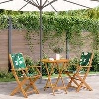 Berkfield Home 3 Piece Bistro Set Leaf Pattern Fabric & Solid Wood in Green