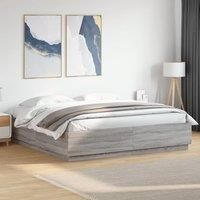 Berkfield Home Bed Frame with LED without Mattress Grey Sonoma 200x200 cm