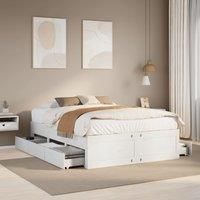 Berkfield Home Bed Frame without Mattress with Drawers White 140x200 cm Solid Wood Pine