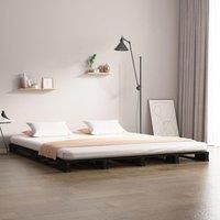Pallet Bed Black 120x190 cm Small Double Wood Pine