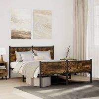 Berkfield Home Metal Bed Frame without Mattress Smoked Oak 140x200 cm in Brown