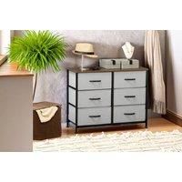 6-Drawer Fabric Dresser With Steel Frame In Grey