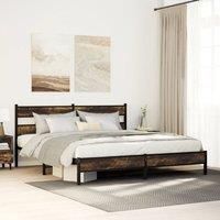 Berkfield Home Metal Bed Frame without Mattress Smoked Oak 180x200 cm Super King in Brown