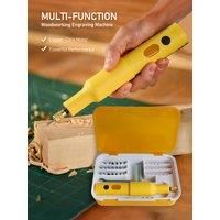 Electric Wood Carving Chisel Set, 20 Interchangeable Blades 4.2V Cordless Portable Handheld Engraving Tool Kit for DIY Craft