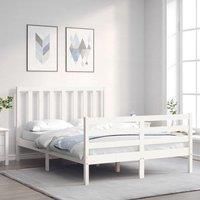 Bed Frame with Headboard White 140x190 cm Solid Wood