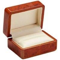 Real Wood Walnut Double Wedding Ring Box - Silver