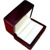 Cherry Wood Double Wedding Ring Box - Silver