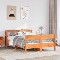 Berkfield Home Bed Frame without Mattress Wax Brown 120x200 cm Solid Wood Pine | Size: Small Double
