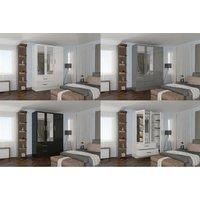 Modern 3 Door Sliding Wardrobe With Mirror, Drawers & Shelves