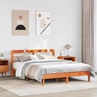 Berkfield Home Bed Frame without Mattress Wax Brown 150x200 cm King Size Solid Wood Pine