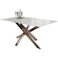 Native Home & Lifestyle Silver Plated Marble Glass Dining Table