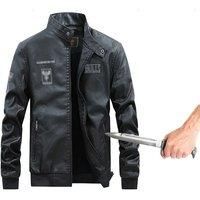 New Self-Defense Anti-Cutting Stab-Resistant Leather Men Jacket Stand Collar Chinese Style Invisible
