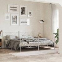 Berkfield Home Metal Bed Frame without Mattress with Footboard White 183x213cm | Size: 183x213 cm