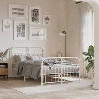 Berkfield Home Metal Bed Frame without Mattress with Footboard White 120x200cm | Size: Small Double