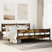 Berkfield Home Metal Bed Frame without Mattress Smoked Oak 200x200 cm in Brown