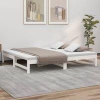 Pull-out Day Bed White 2x(90x190) cm Solid Wood Pine