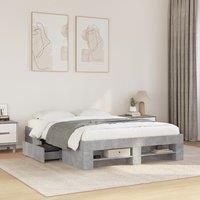 Berkfield Home Bed Frame without Mattress Concrete Grey 120x200cm Engineered Wood | Size: Small Double