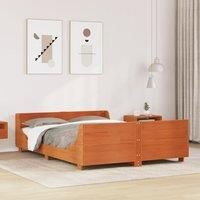 Berkfield Home Bed Frame without Mattress Wax Brown 135x190 cm Double Solid Wood Pine